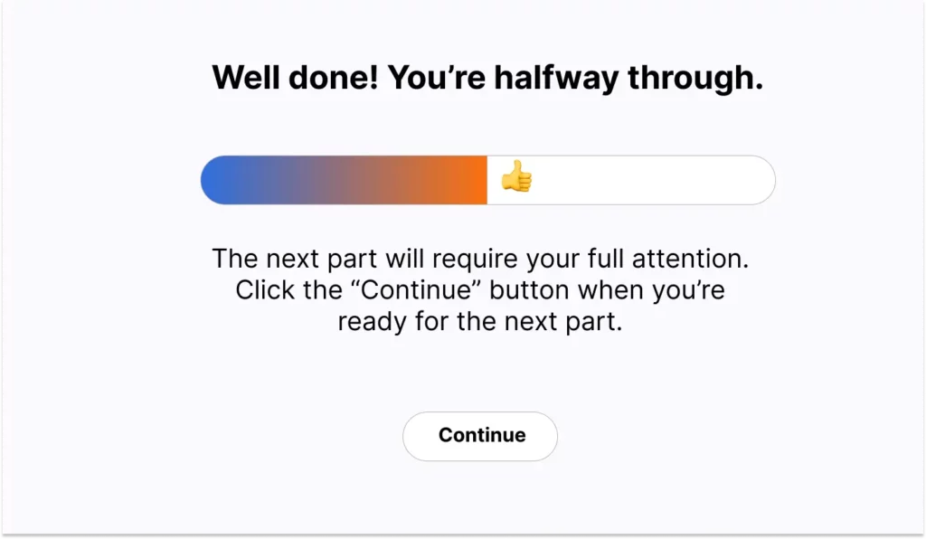 Illustration of a progress feedback screen in an online psychology experiment