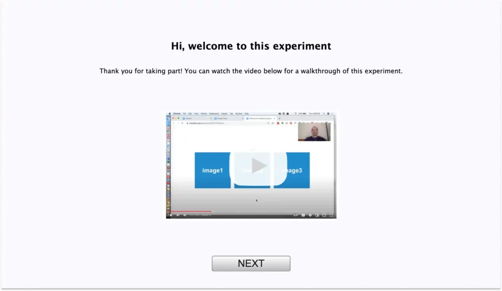 Example of a video in the instructions of an online psychology experiment